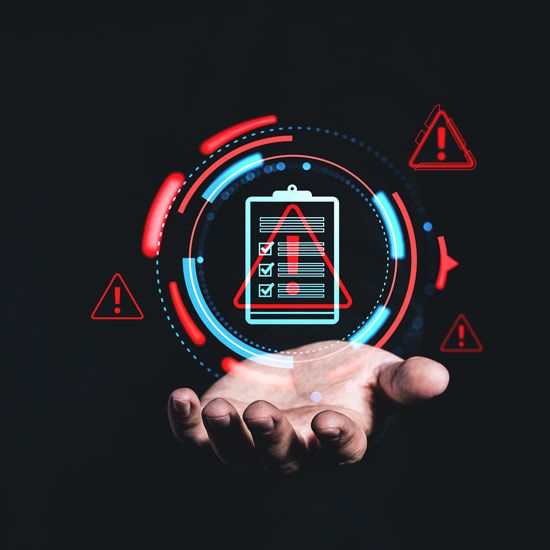 Illustration of hand holding computer alerts
