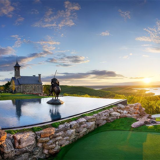 Beautiful resort at sunset